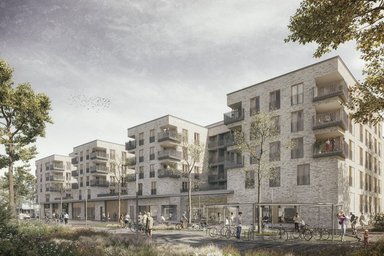 Leben am Sonnenpark, Visualisierung Straßenansicht - © kister scheithauer gross architekten und stadtplaner GmbH