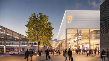 Messe Düsseldorf | Halle 7 | Visualisierung Beckbuschstraße | Blick nach Osten - © sop architekten