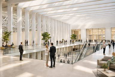 Messe Düsseldorf | Halle 7 | Visualisierung Magistrale Ebene 1 | Blick nach Norden - © sop architekten