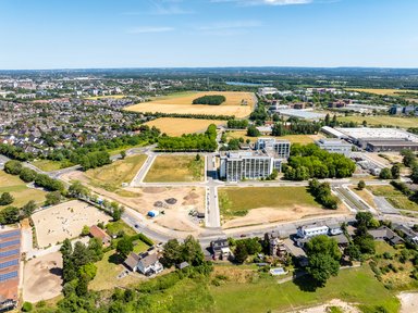 Luftaufnahme Lage Creative Campus Monheim am Rhein - © SEG Monheim / Tim Kögler