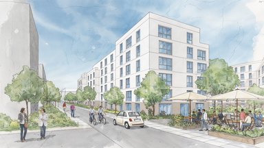 Straßenflucht Paulsmühlenstraße - © Eissporthalle Benrath GmbH & Co. KG