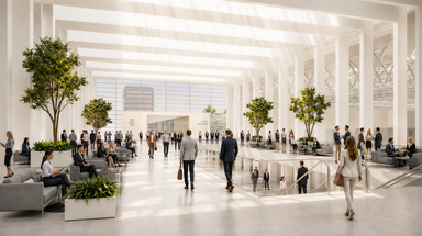 Die Magistrale der neuen Messehalle 7 der Messe Düsseldorf - © sop architekten 