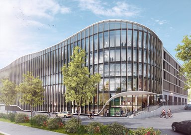 Büroeingang mit zweigeschossiger Lobby zur Danziger Straße - © Casper. + Concept 3d