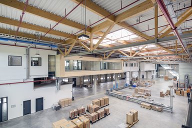 SMC Factory & Warehouse 
View: wooden Details in Factory - © TAKENAKA Europe GmbH