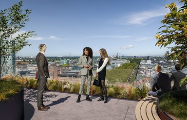 Dachterrasse mit Blick auf die Kö - © AVP Becker GmbH