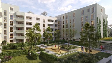 Blick in den Innenhof (Gemeinschaftsfläche) des zweite Bauabschnitts (Häuser 7a-7c) - © BPD Immobilienentwicklung / HH Vision
