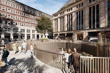 Blick vom Heinrich-Heine-Platz - © Visualisierung: Chipperfield